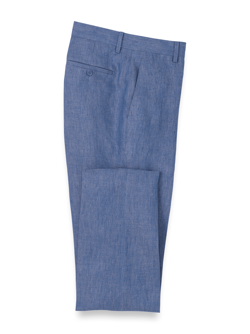 Product Image of Linen Chambray Twill Pants-Blue#model_flat front