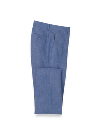Linen Chambray Twill Pants - Blue