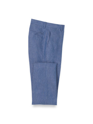 Linen Chambray Twill Pants - Blue
