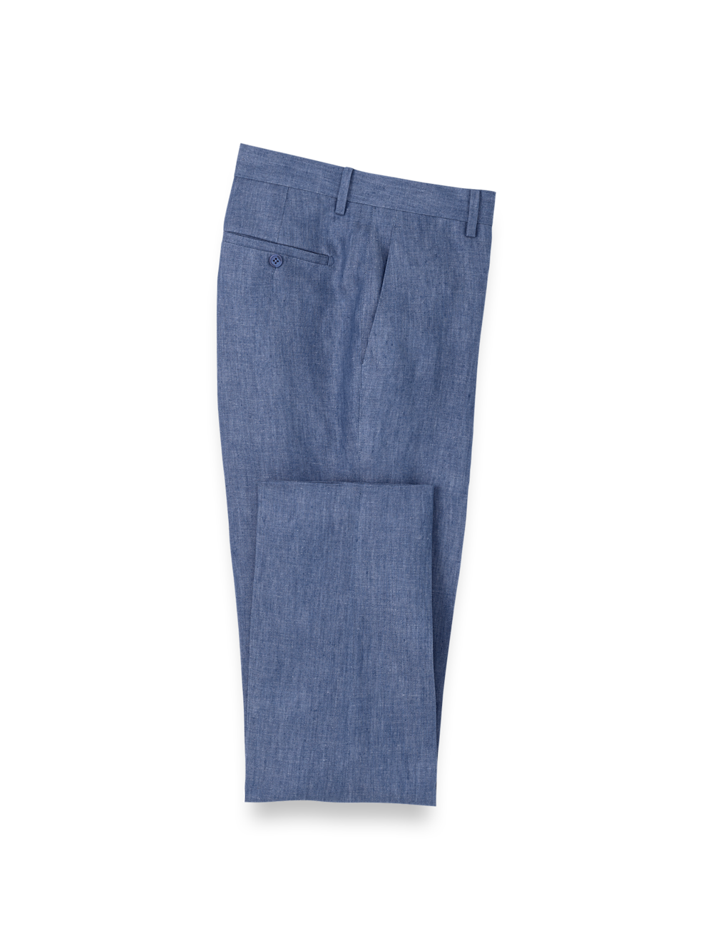 Product Image of Linen Chambray Twill Pants-Blue#model_flat front