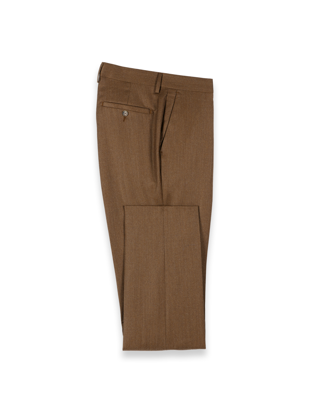 Product Image of Wool Flannel Solid Pants-Brown#model_flat front