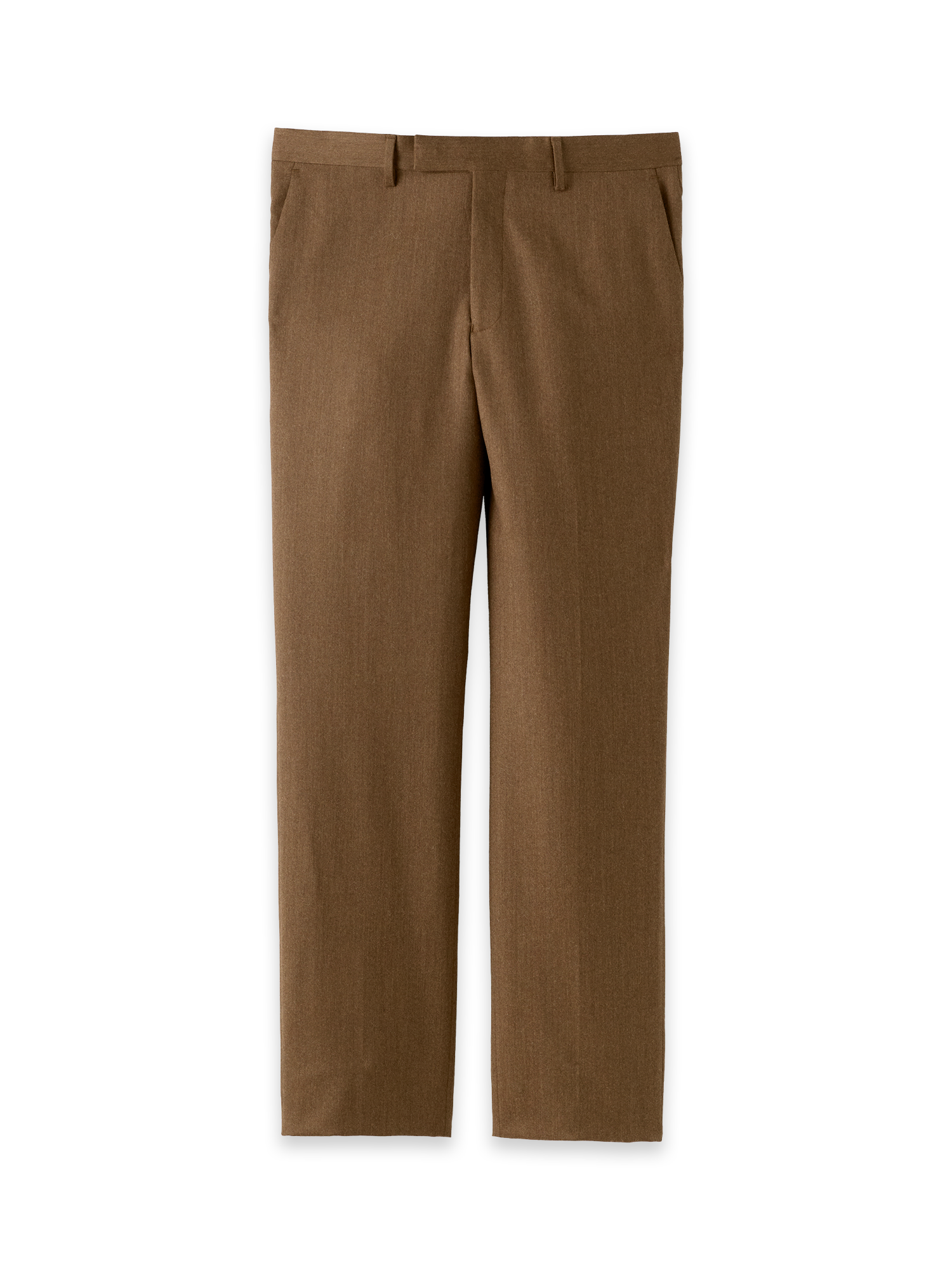Product Image of Wool Flannel Solid Pants-Brown#model_flat front