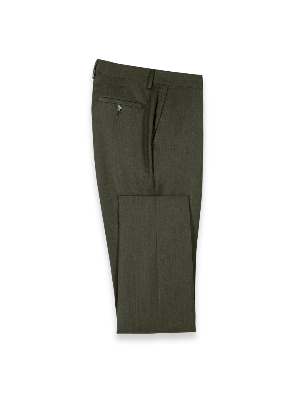 Product Image of Wool Flannel Solid Pants-Dark Green#model_flat front