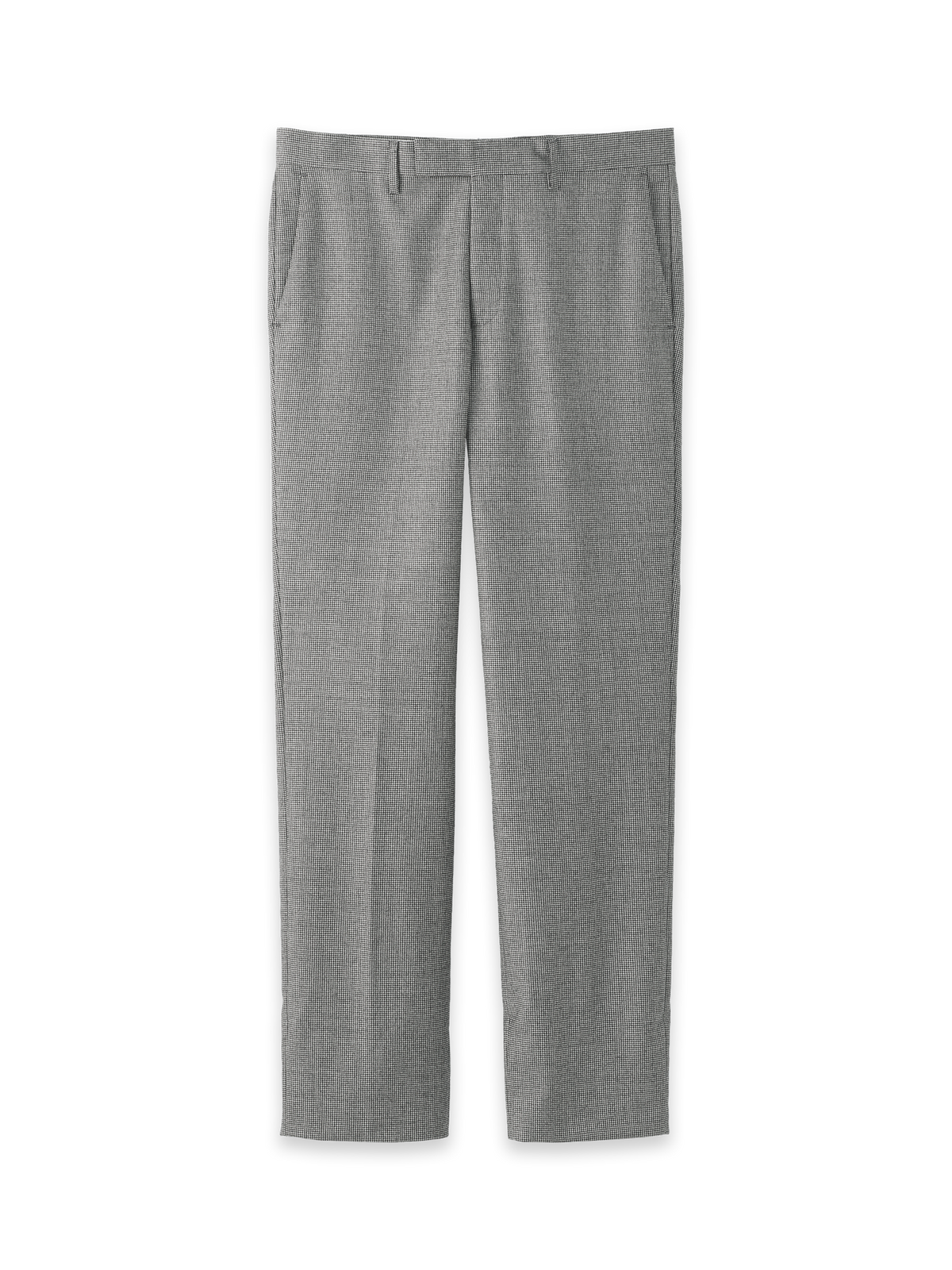 Product Image of Wool Flannel Houndstooth Pants-Black#model_flat front