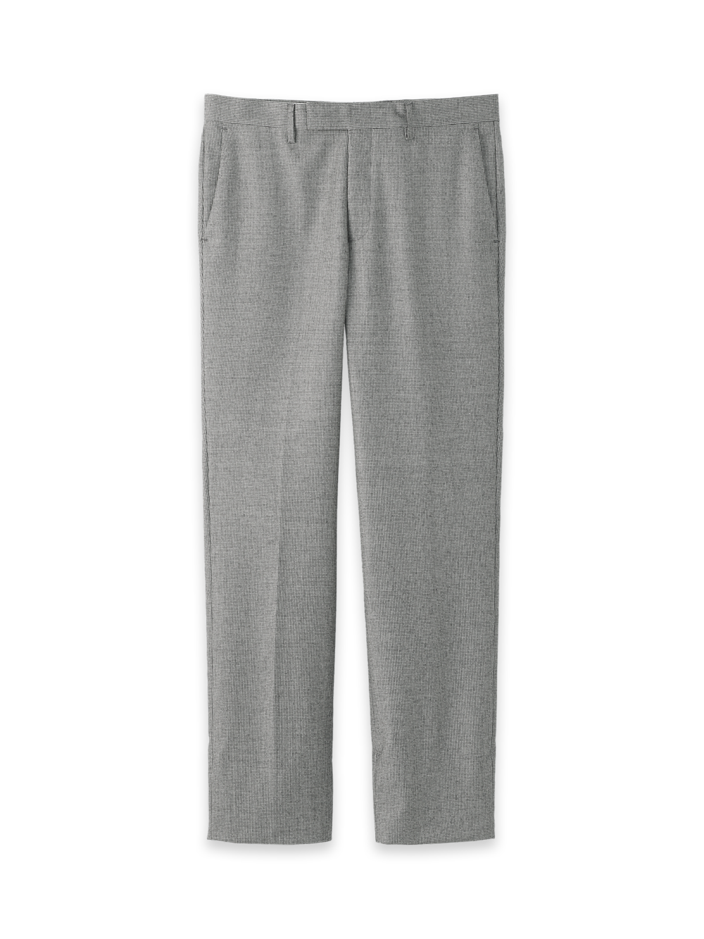 Product Image of Wool Flannel Houndstooth Pants-Black#model_flat front
