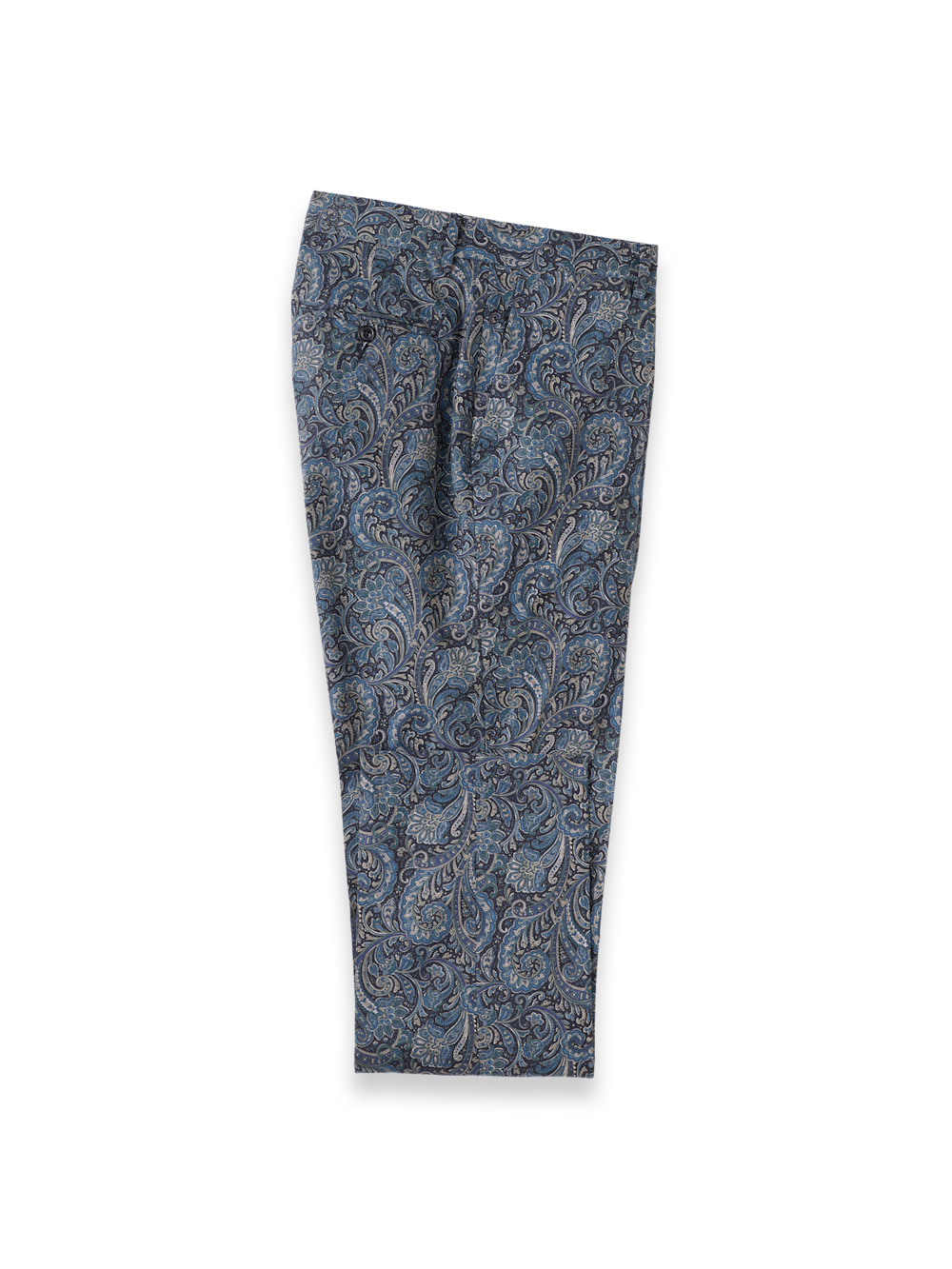 Product Image of Cotton Printed Flat Fron Pants-Navy Multi