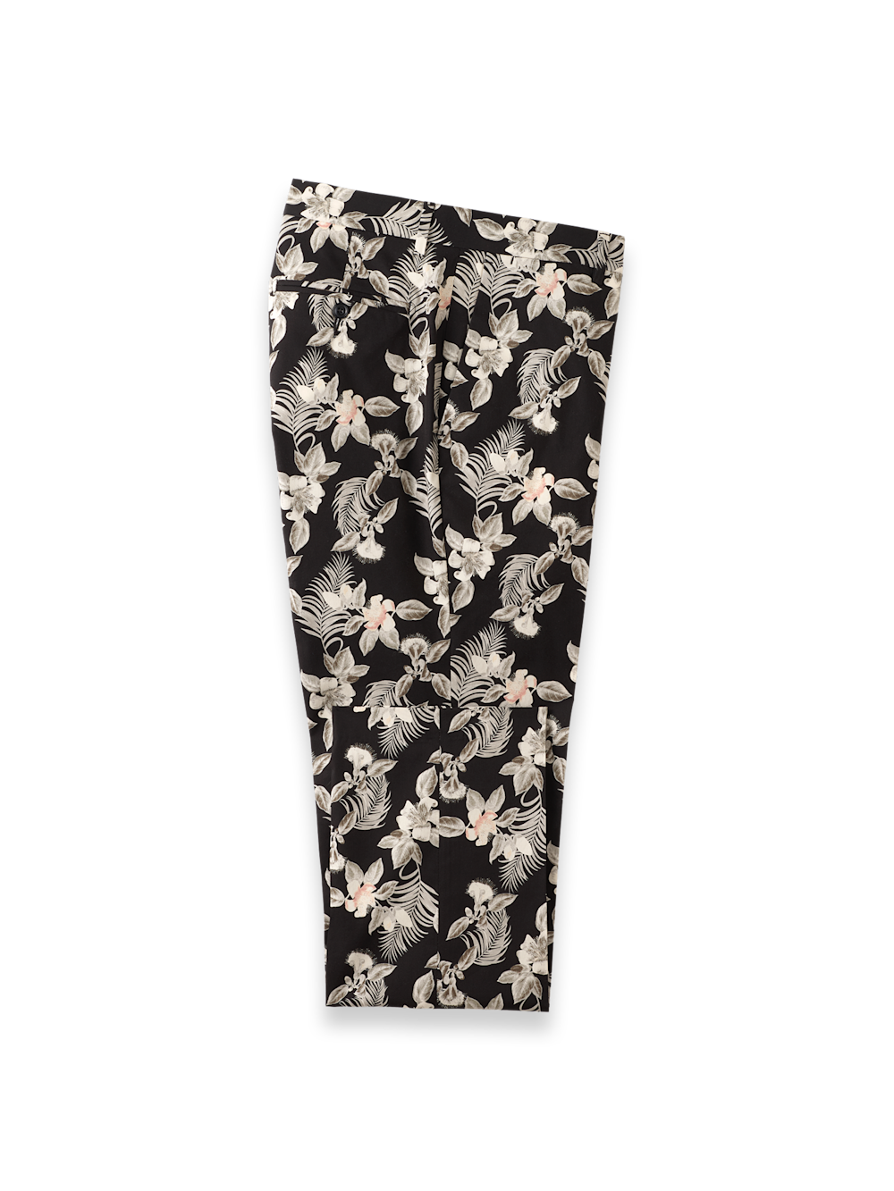 Product Image of Cotton Printed Flat Front Pants-Black Multi