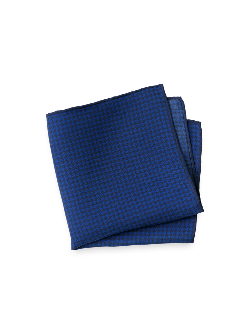 Product Image of Houndstooth Silk Pocket Square-Blue