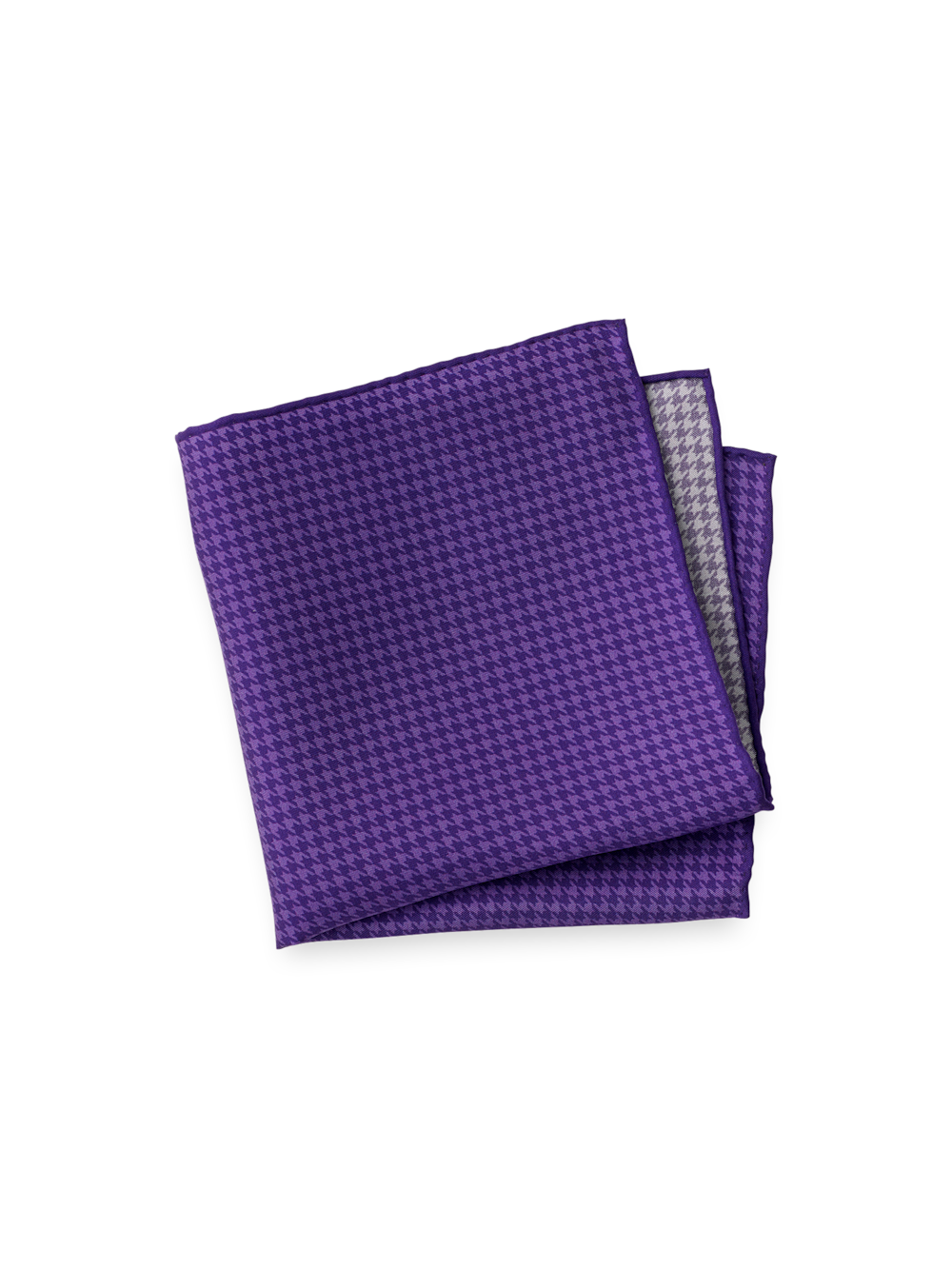 Product Image of Houndstooth Silk Pocket Square-Purple