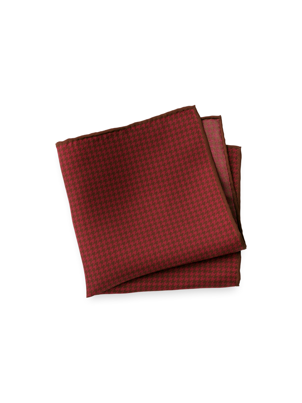 Product Image of Houndstooth Silk Pocket Square-Burgundy