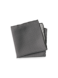 Houndstooth Silk Pocket Square - Black/grey