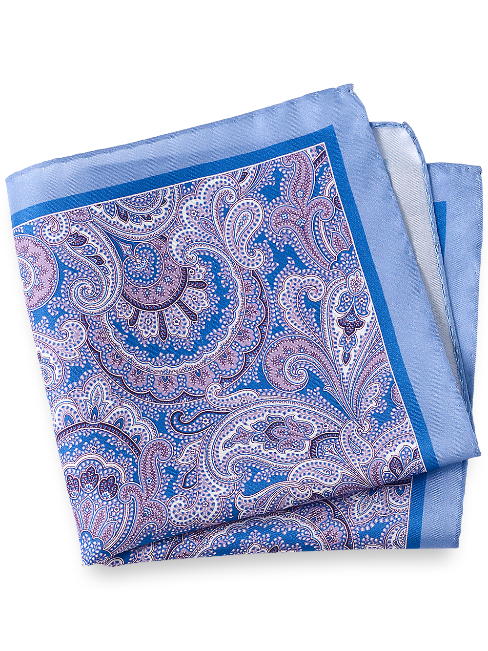 Product Image of Paisley Silk Pocket Square-Blue Multi