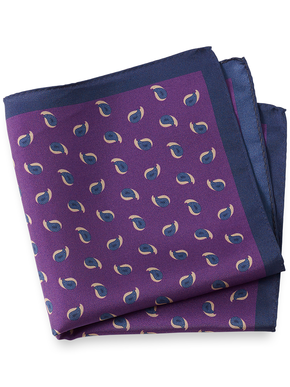 Product Image of Paisley Silk Pocket Square-Purple Multi