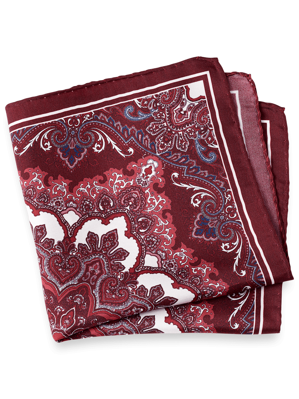 Product Image of Medallion Silk Pocket Square-Burgundy