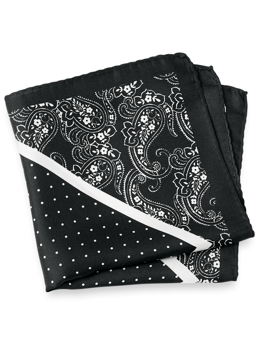 Product Image of Paisley Silk Pocket Square-Black