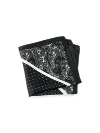 Paisley Silk Pocket Square - Black
