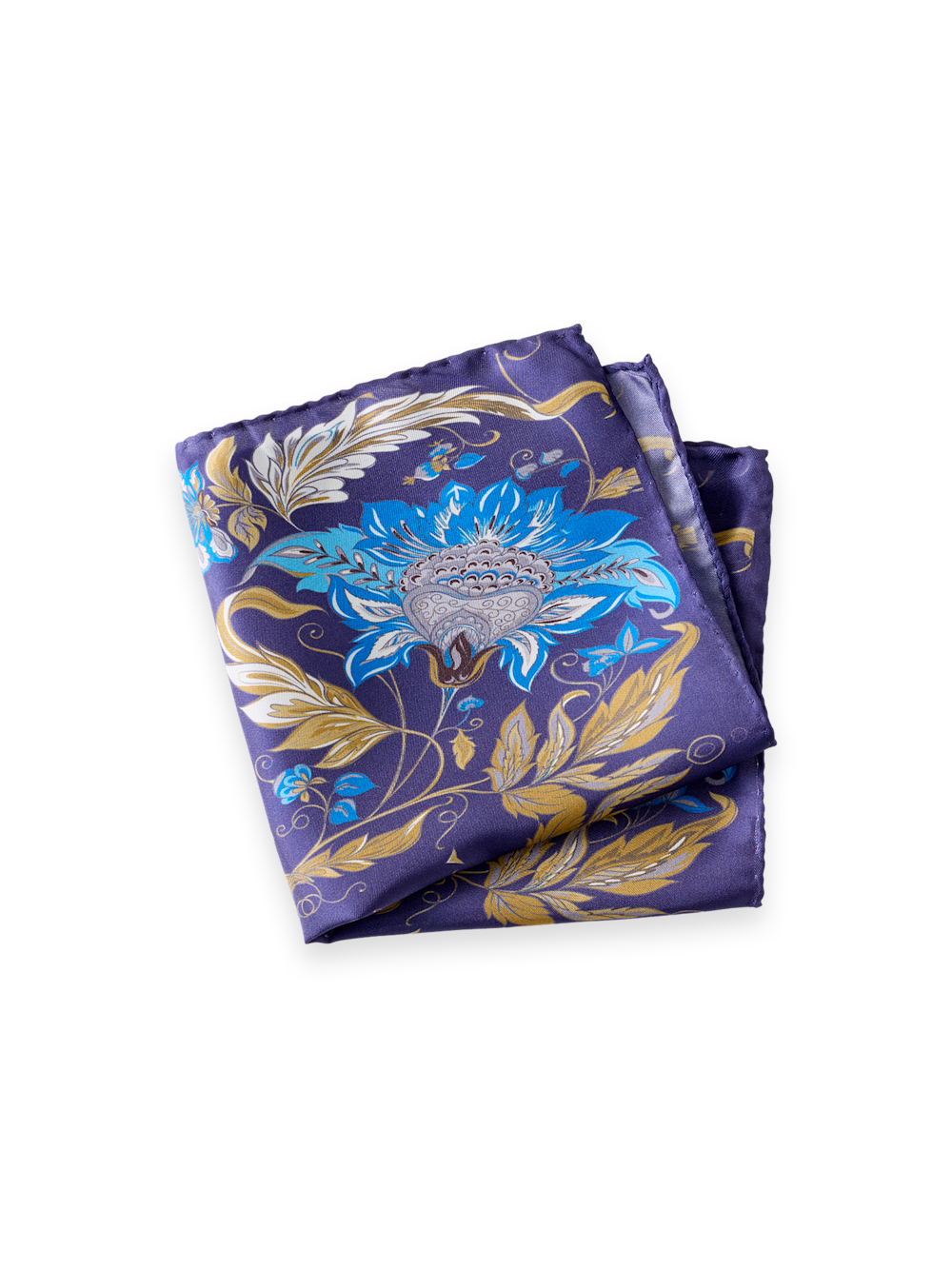 Product Image of Floral Silk Pocket Square-Navy Multi