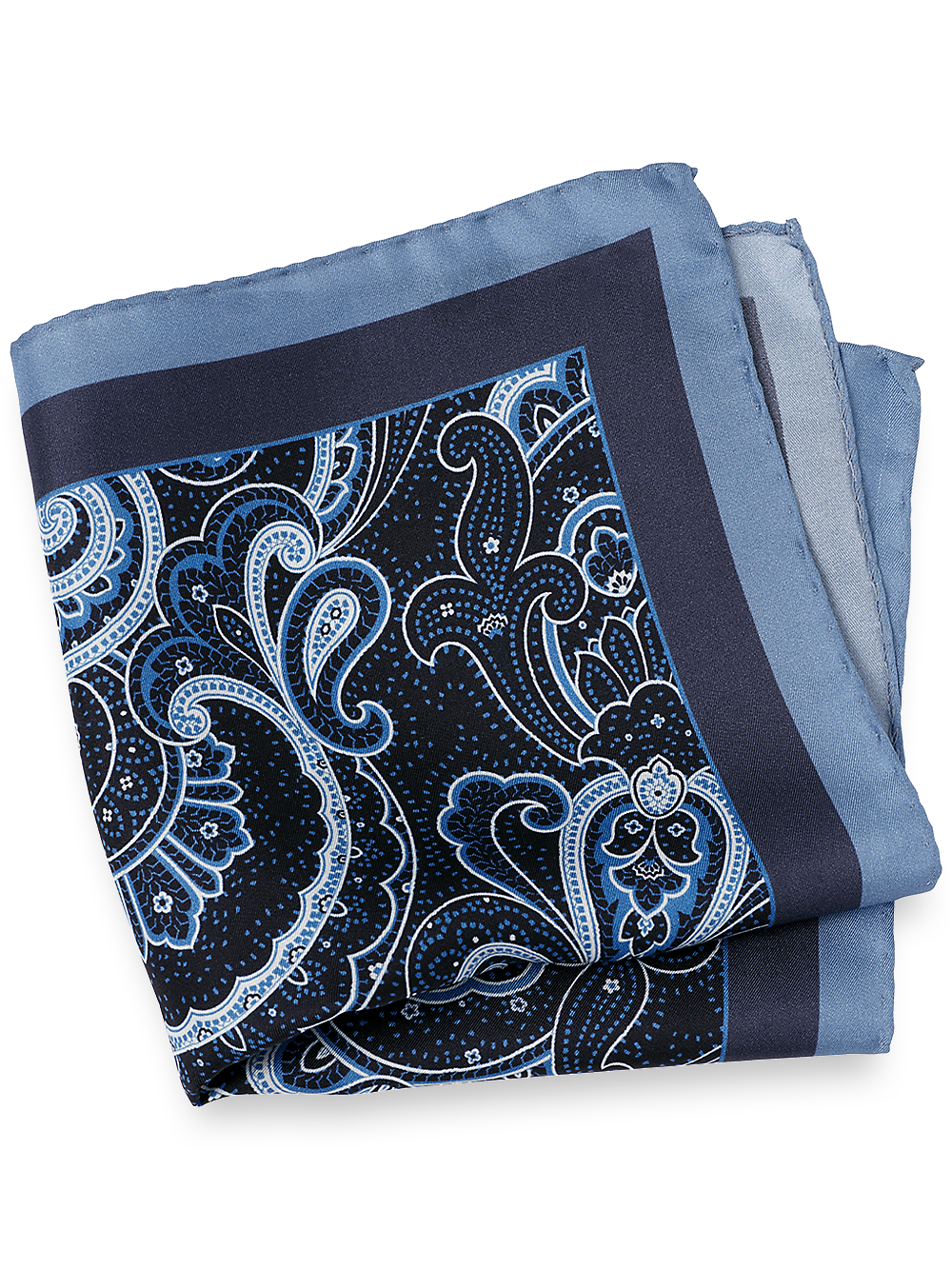 Product Image of Paisley Silk Pocket Square-Blue