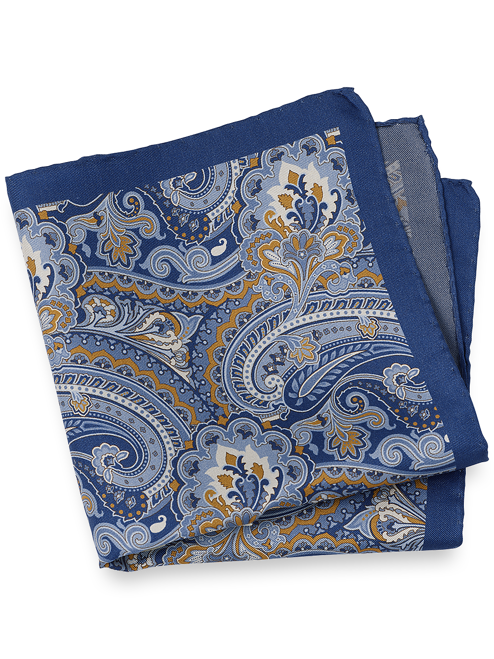 Product Image of Paisley Silk Pocket Square-Blue Multi