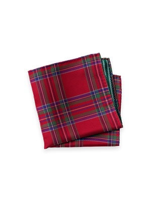Tartan Silk Pocket Square - Red Multi