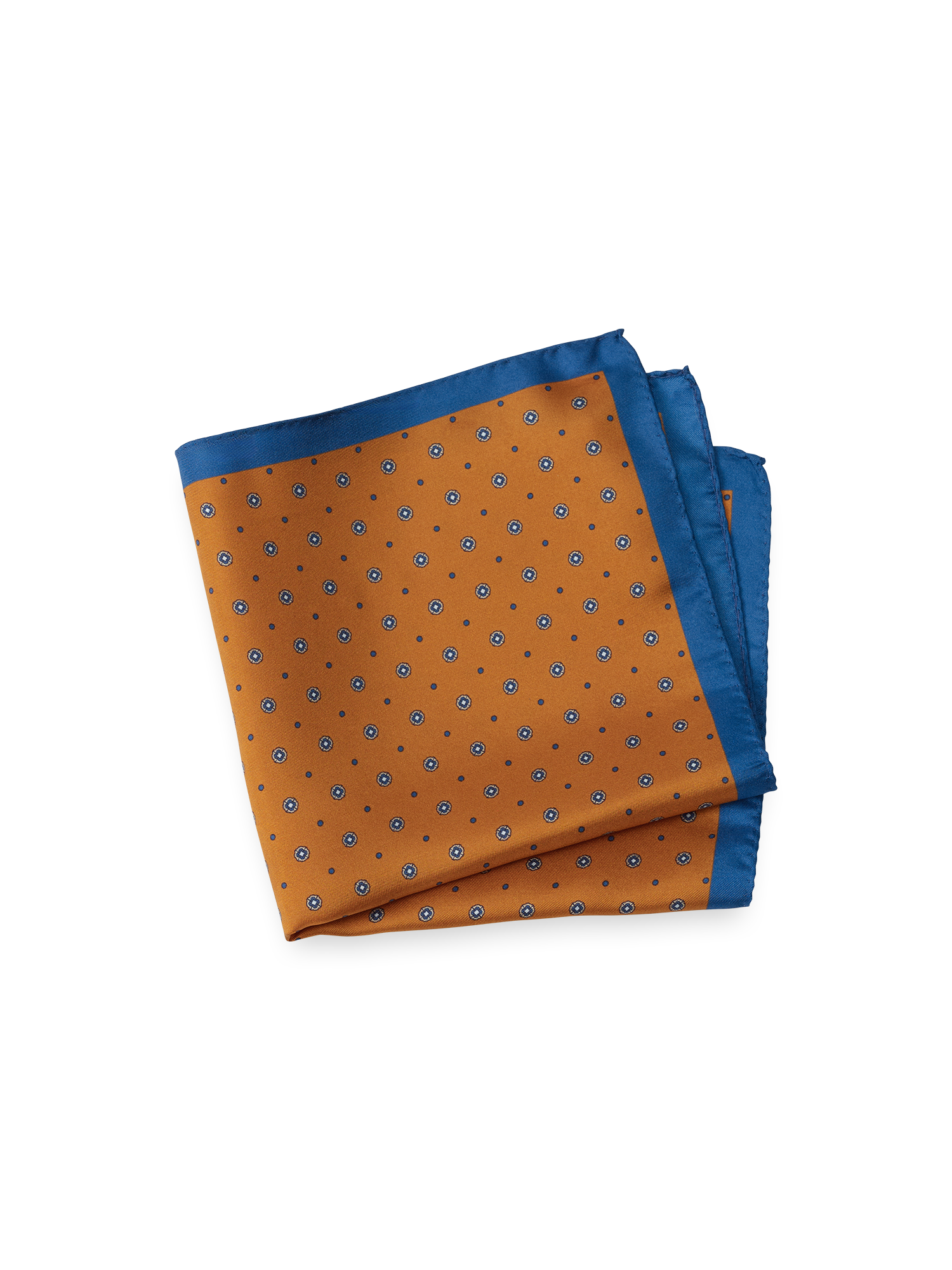 Geometric Silk Pocket Square - Orange/blue