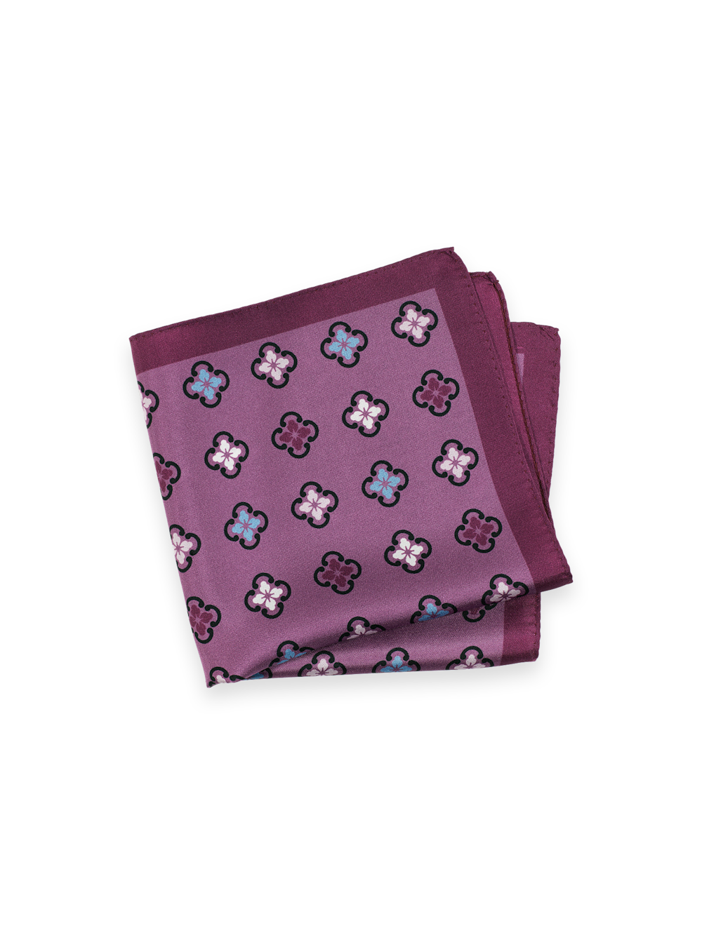 Product Image of Medallion Silk Pocket Square-Purple Multi