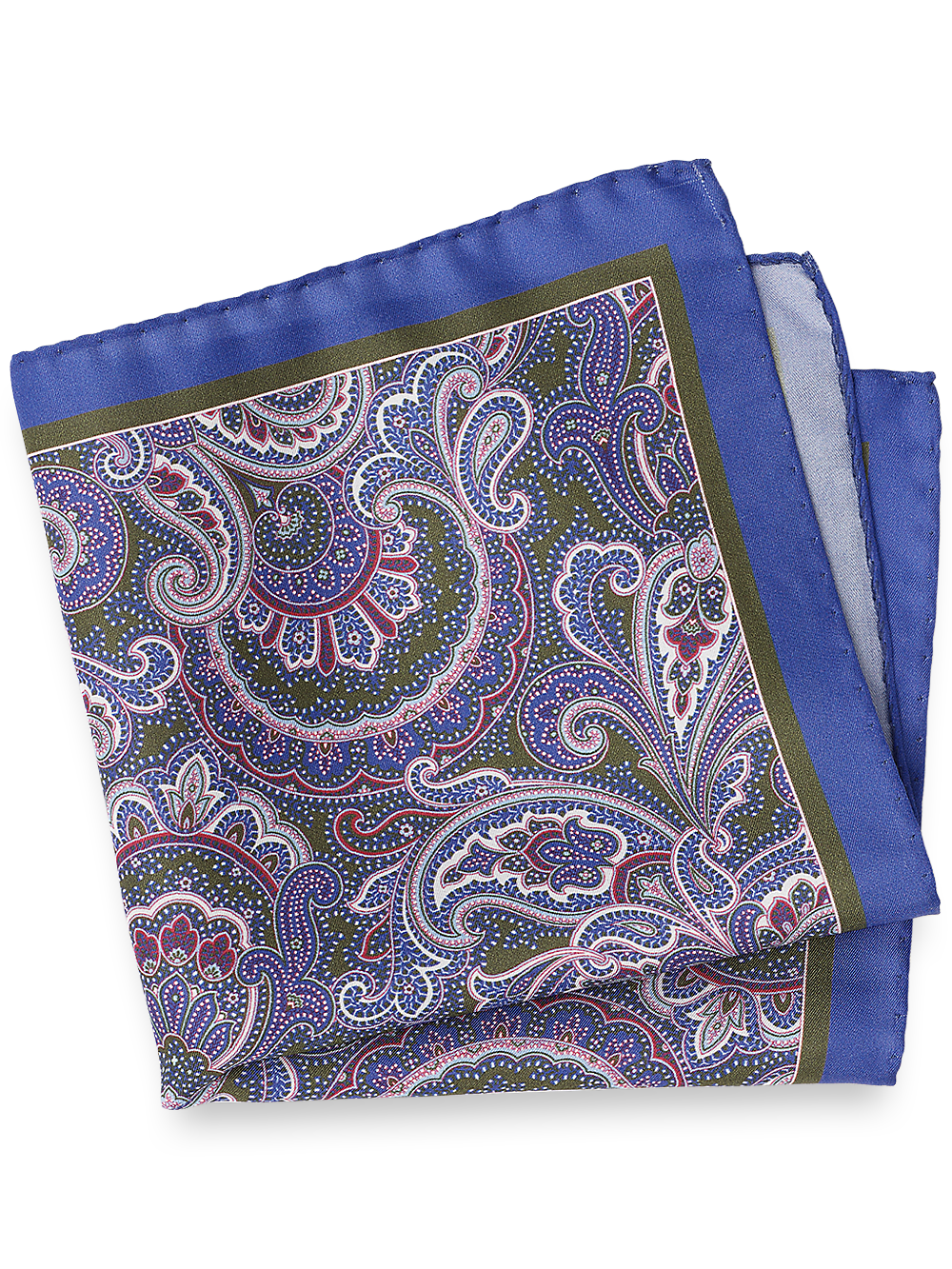 Product Image of Paisley Silk Pocket Square-Blue Multi