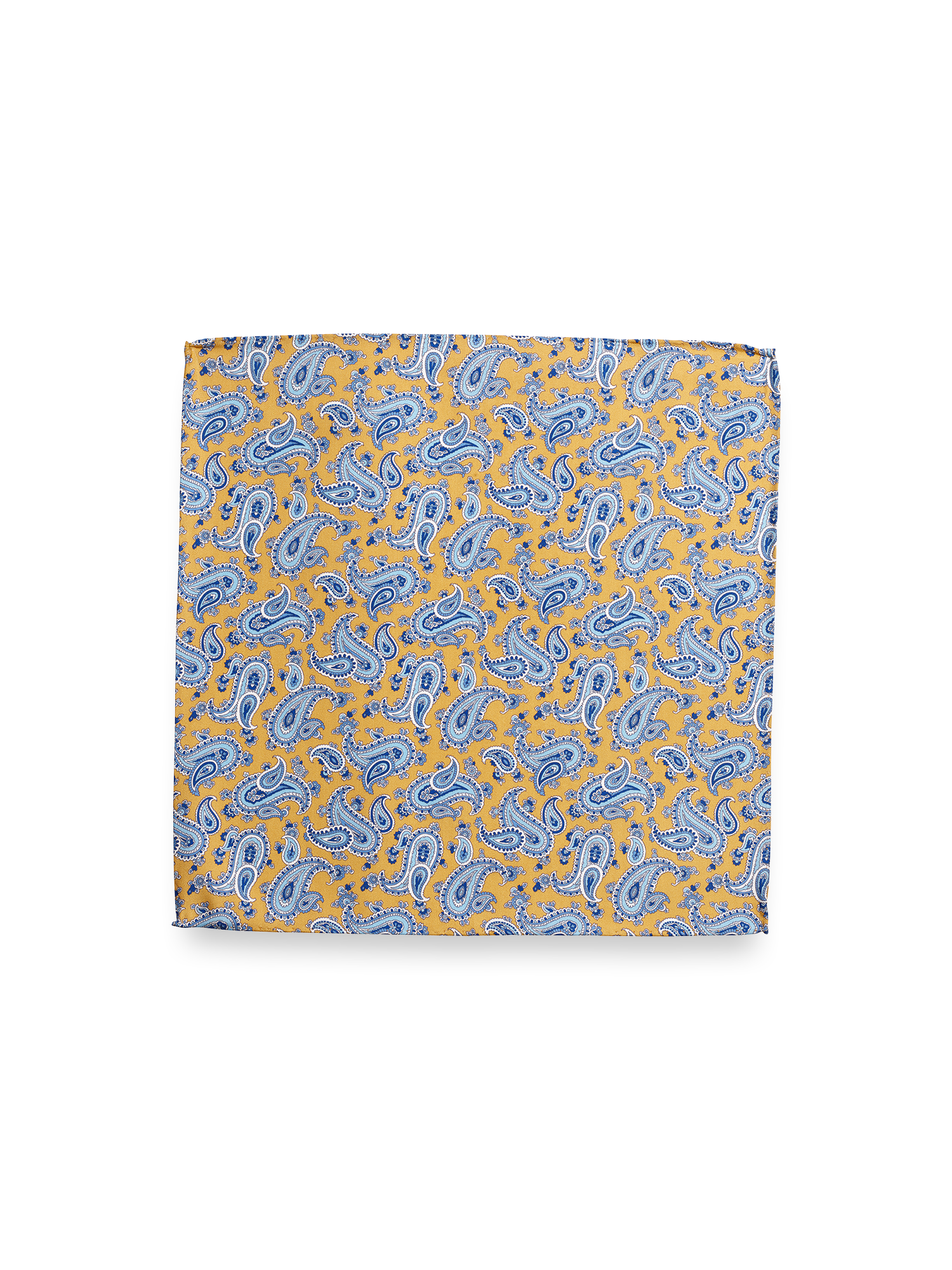 Paisley Silk Pocket Square - Yellow/blue