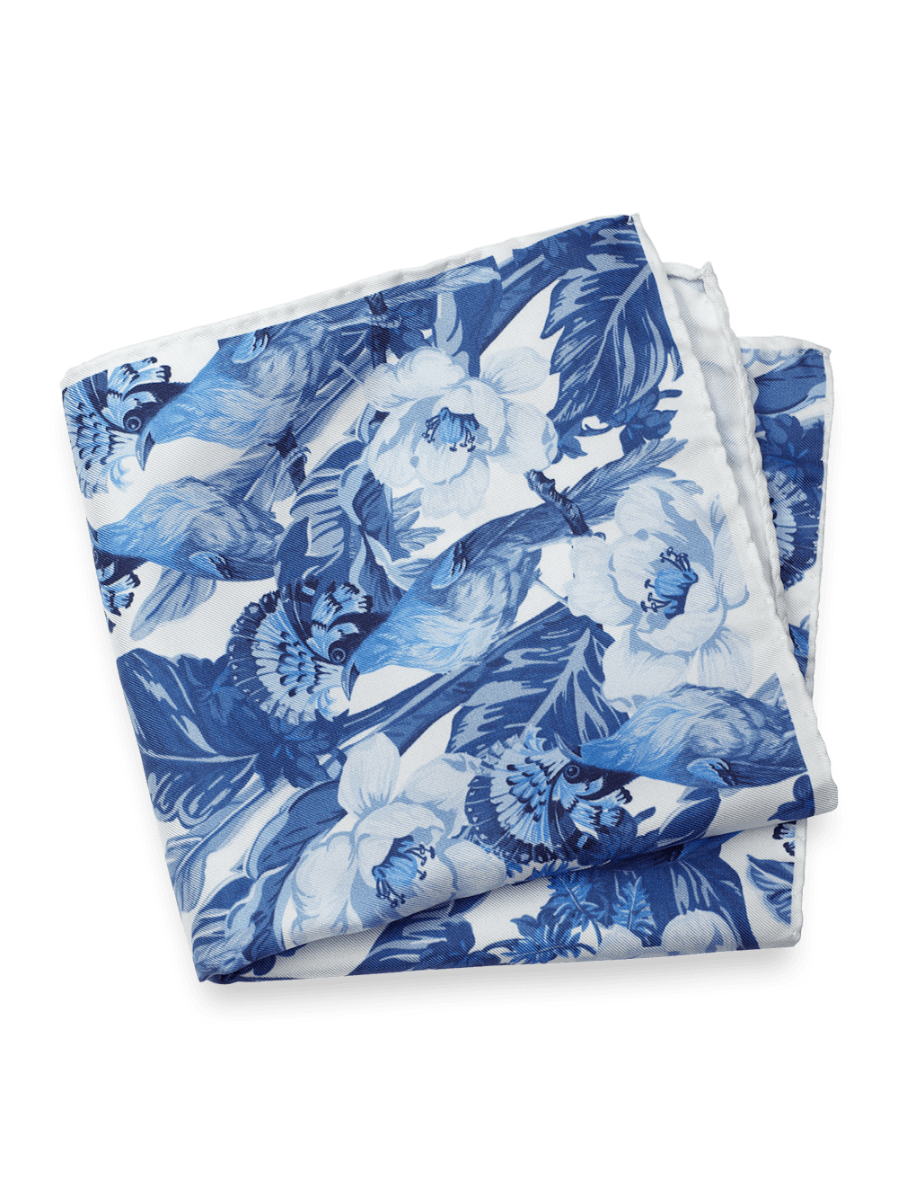 Product Image of Floral Silk Pocket Square-Blue/White