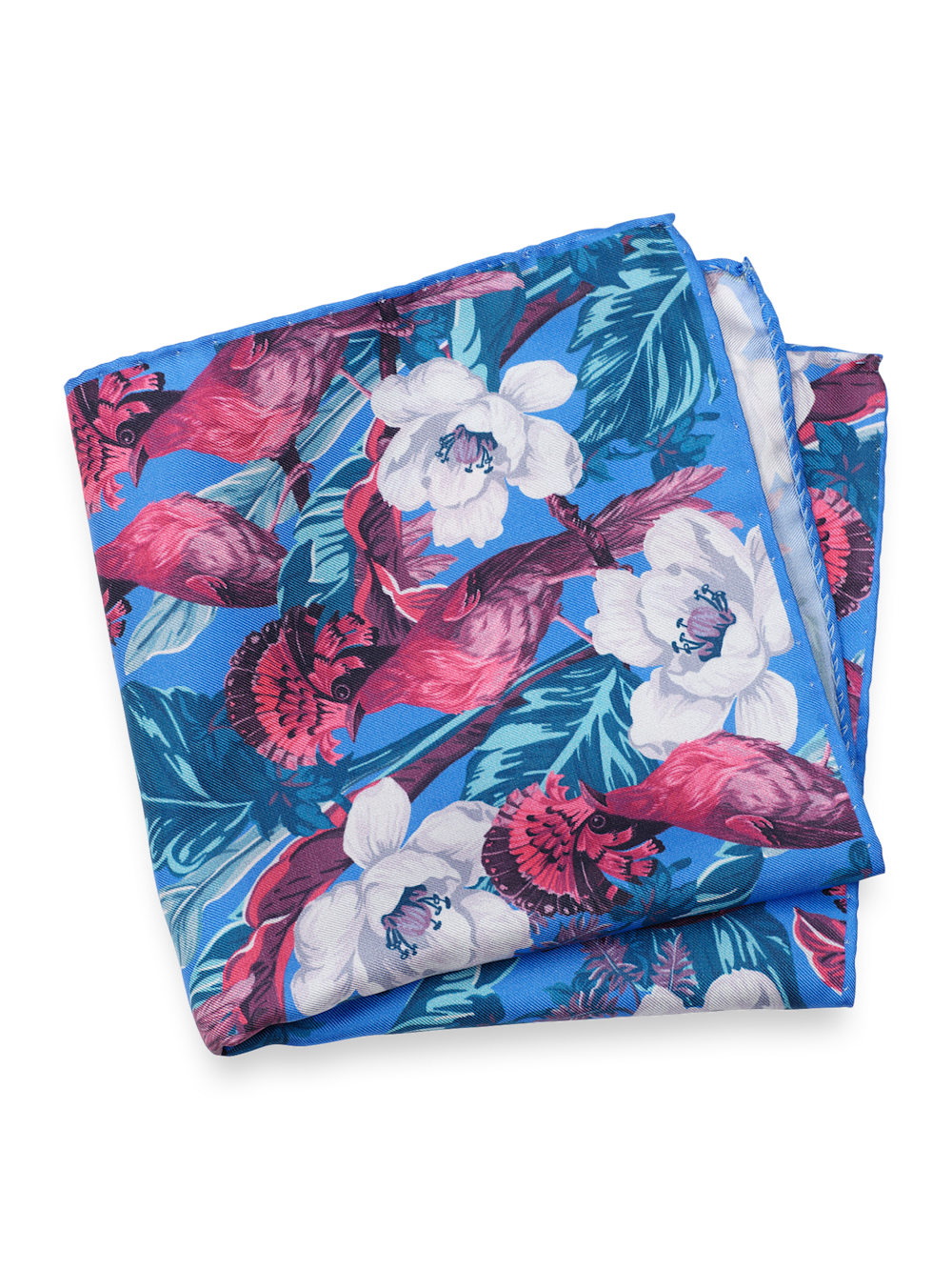 Product Image of Floral Silk Pocket Square-Blue Multi