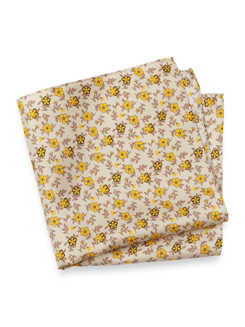 Product Image of Floral Silk Pocket Square-Tan/Yellow