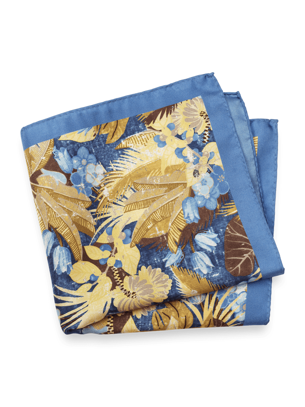 Product Image of Botanical Silk Pocket Square-Yellow/Blue