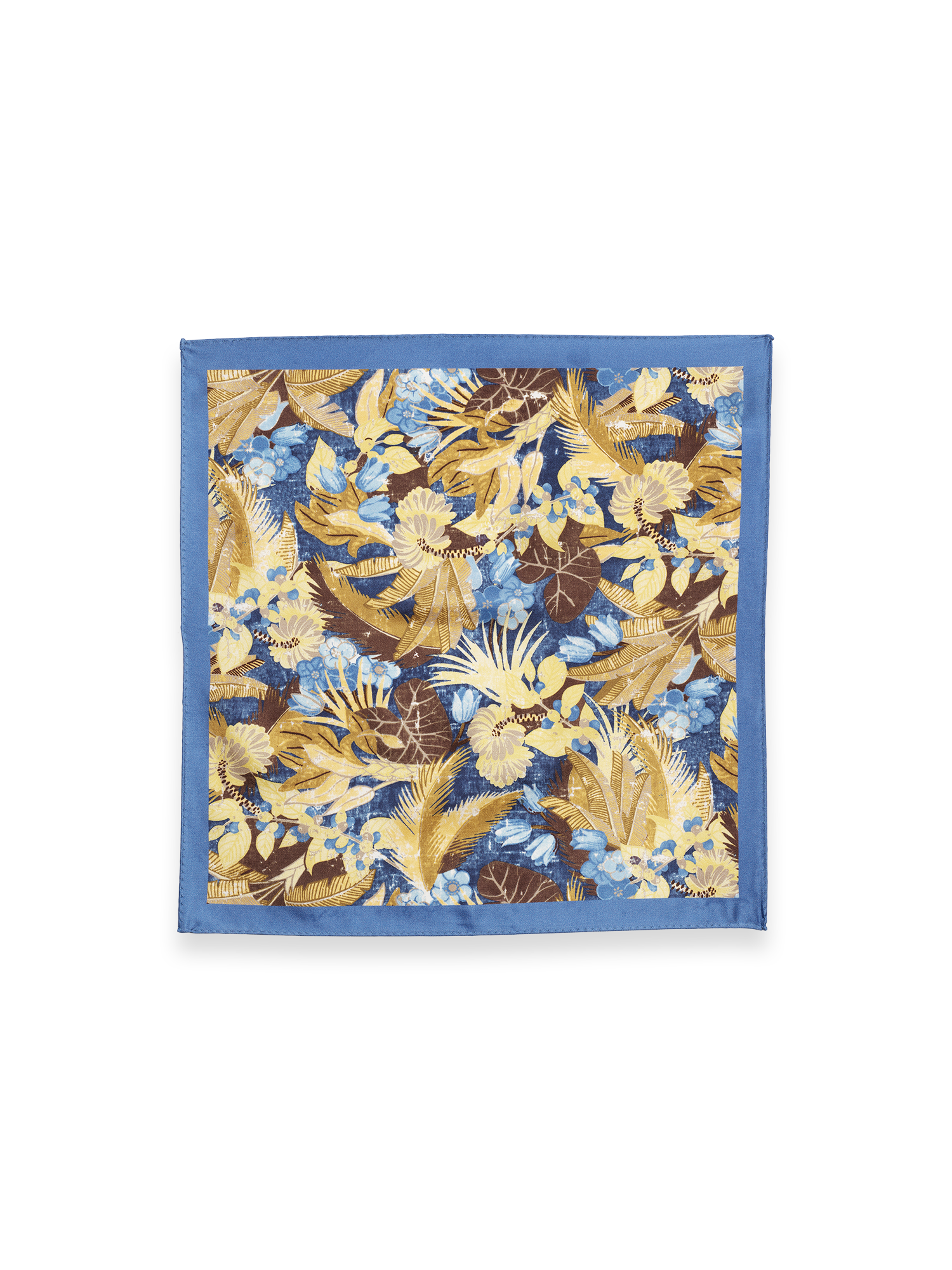 Botanical Silk Pocket Square - Yellow/blue