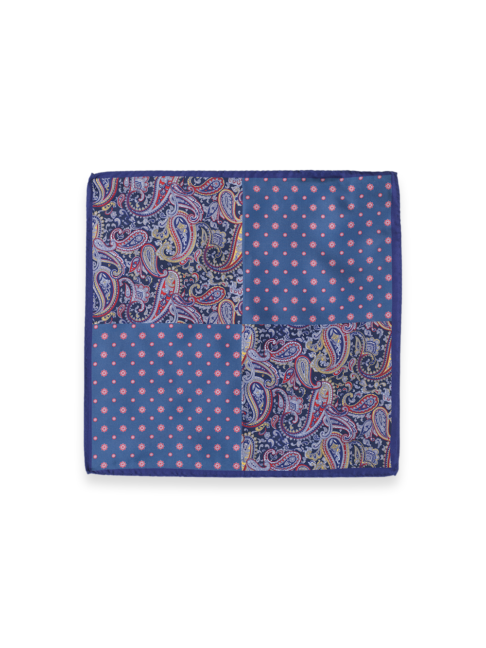 Alternate Shot of Men's Blue/Red Medallion Pocket Squares