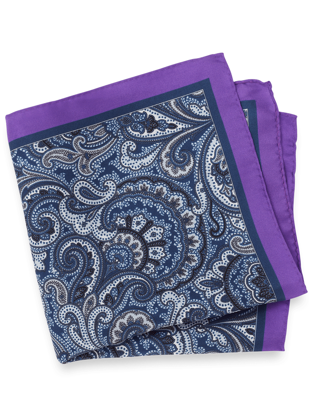 Product Image of Paisley Silk Pocket Square-Blue/Purple