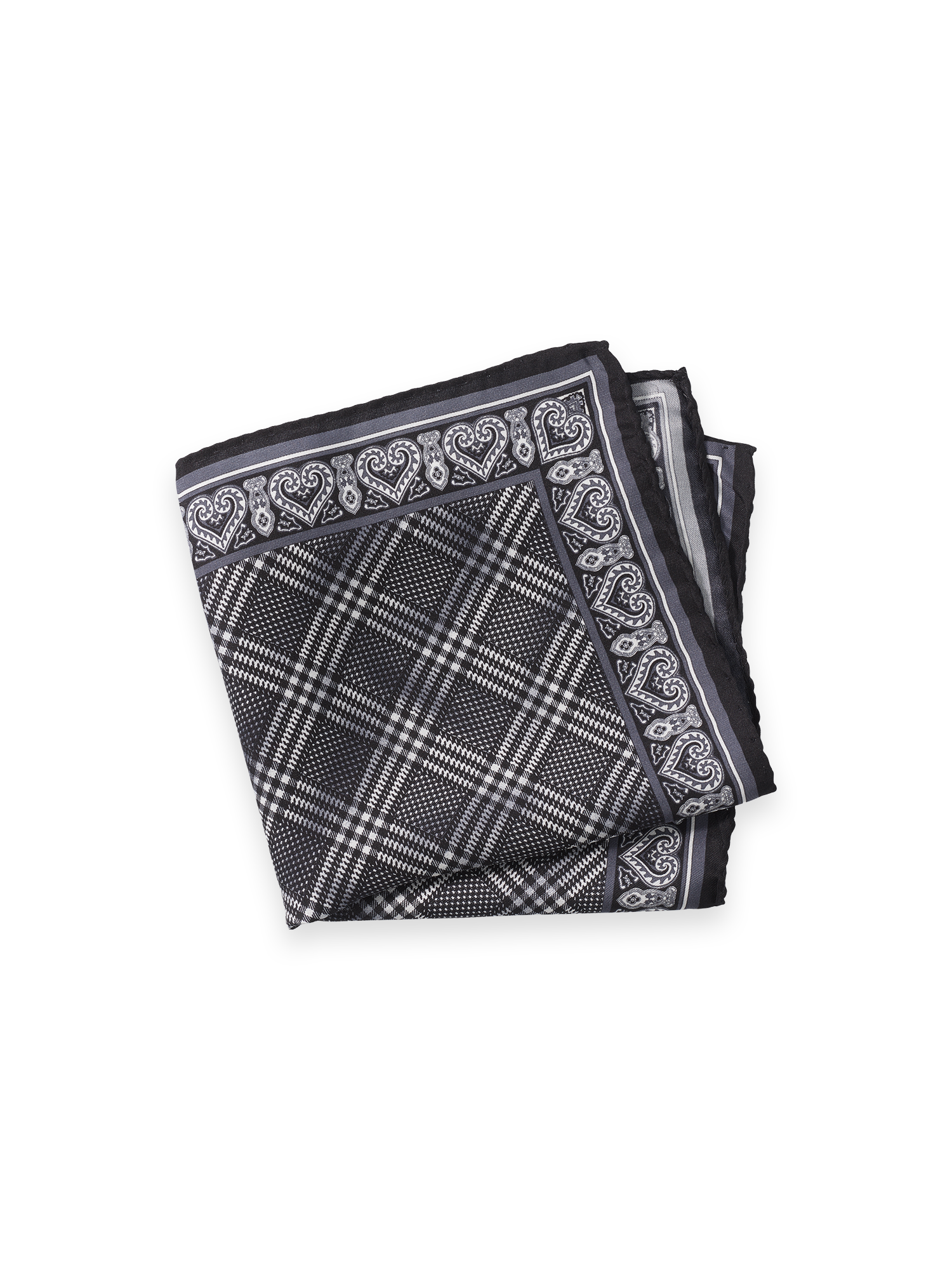 Plaid Silk Pocket Square - Black