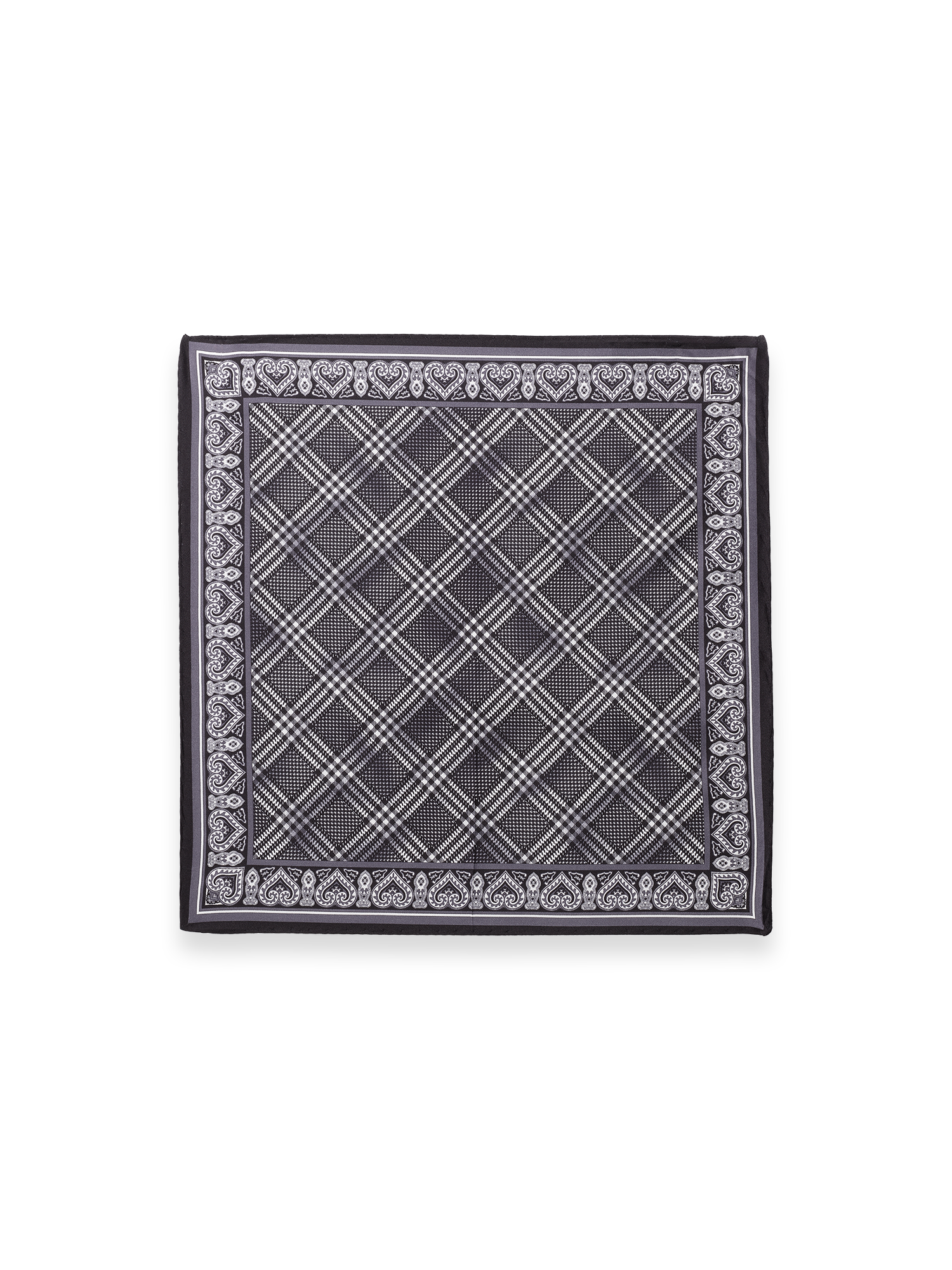Plaid Silk Pocket Square - Black