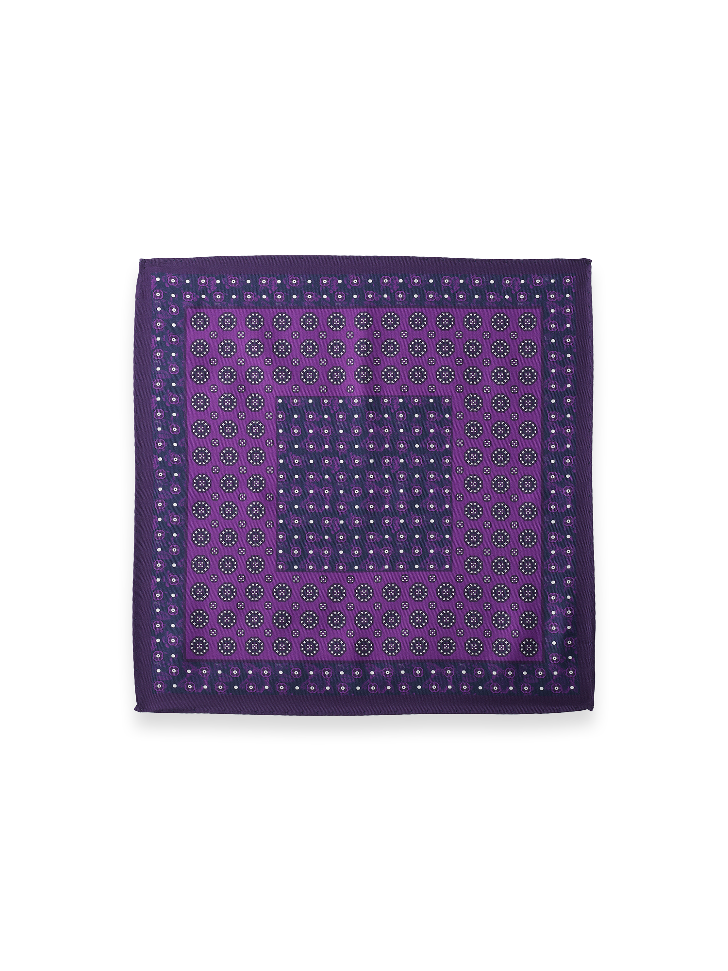 Medallion Silk Pocket Square - Purple