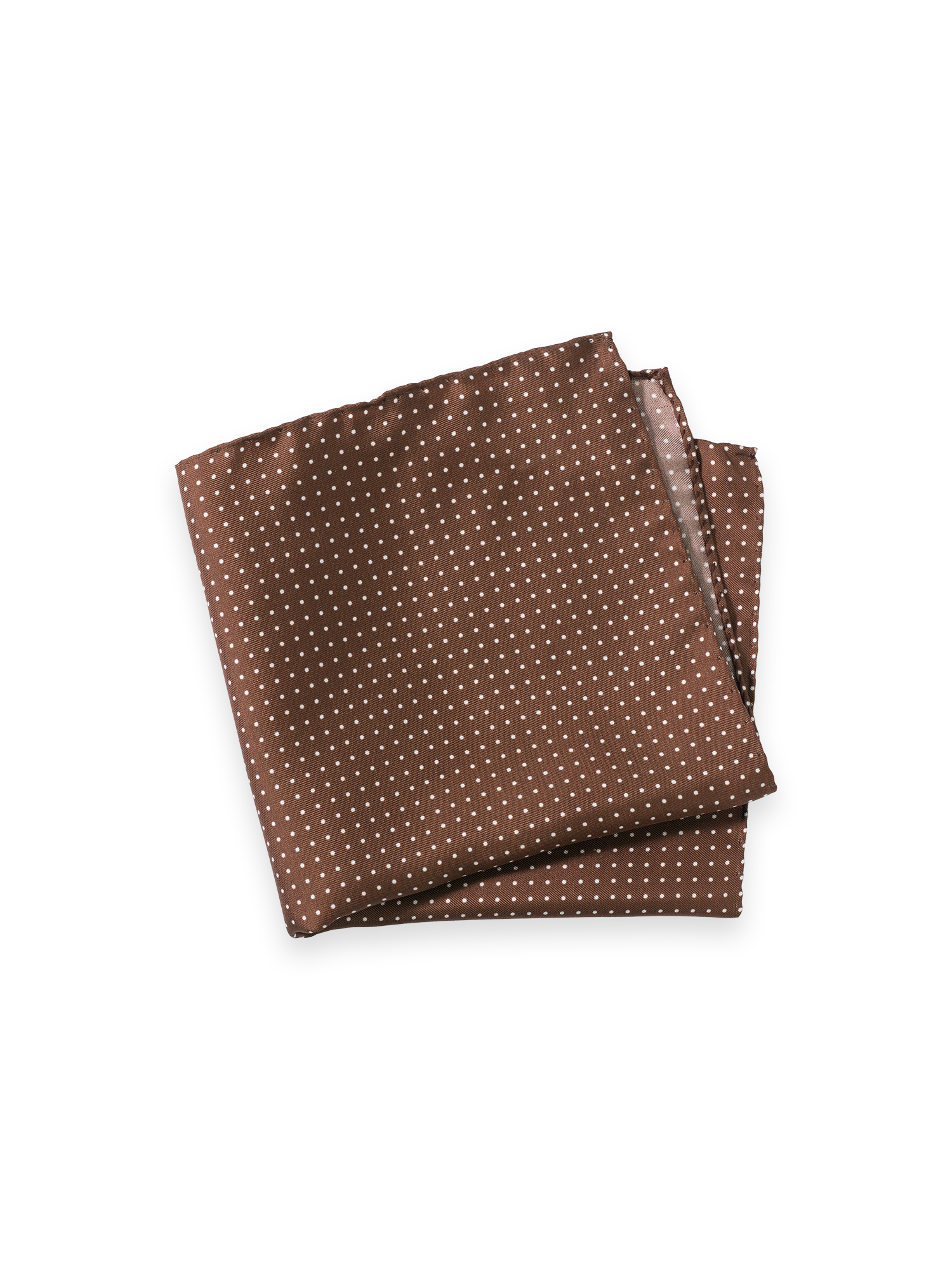 Dot Silk Pocket Square - Brown