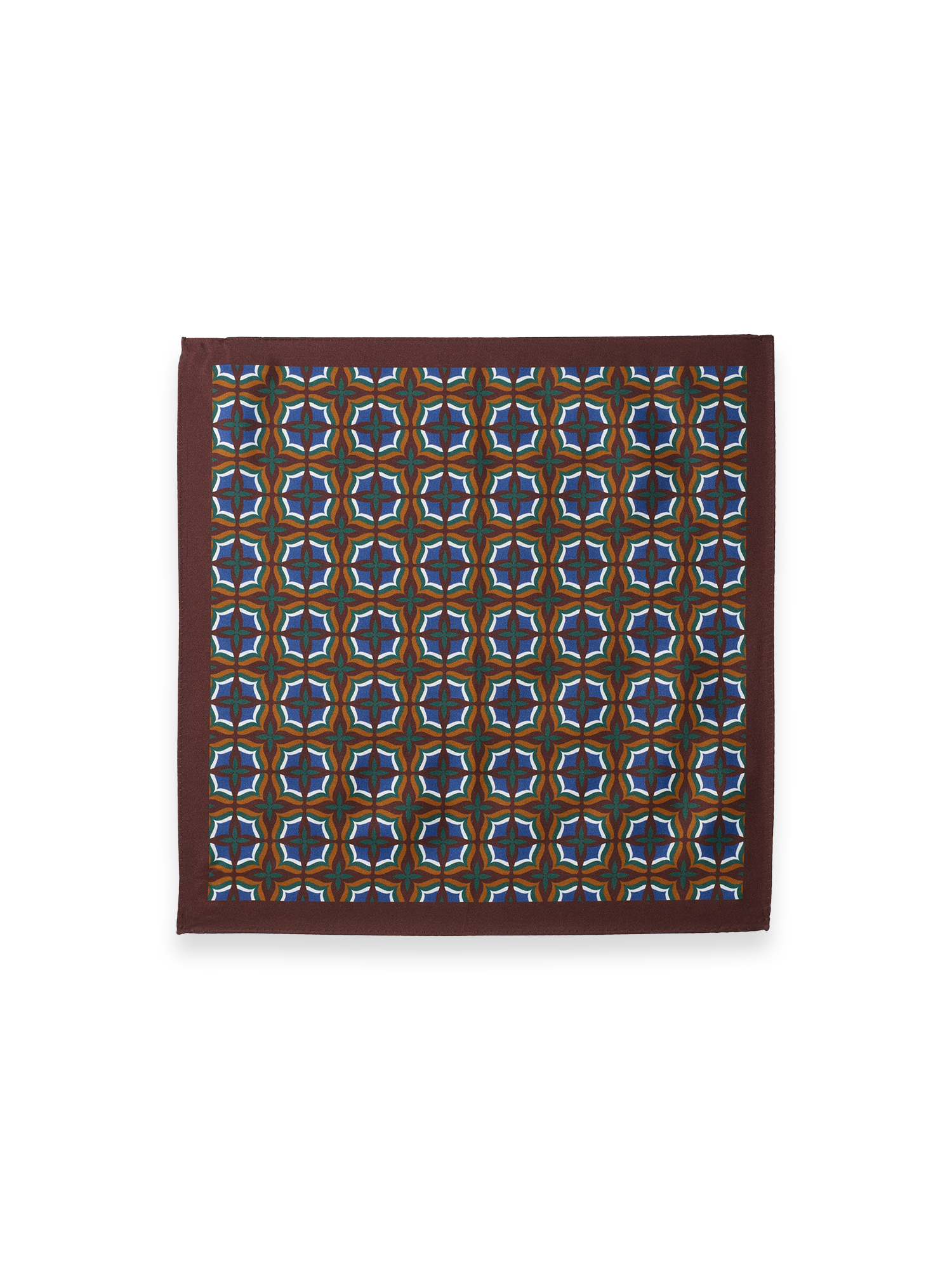 Medallion Silk Pocket Square - Brown Multi