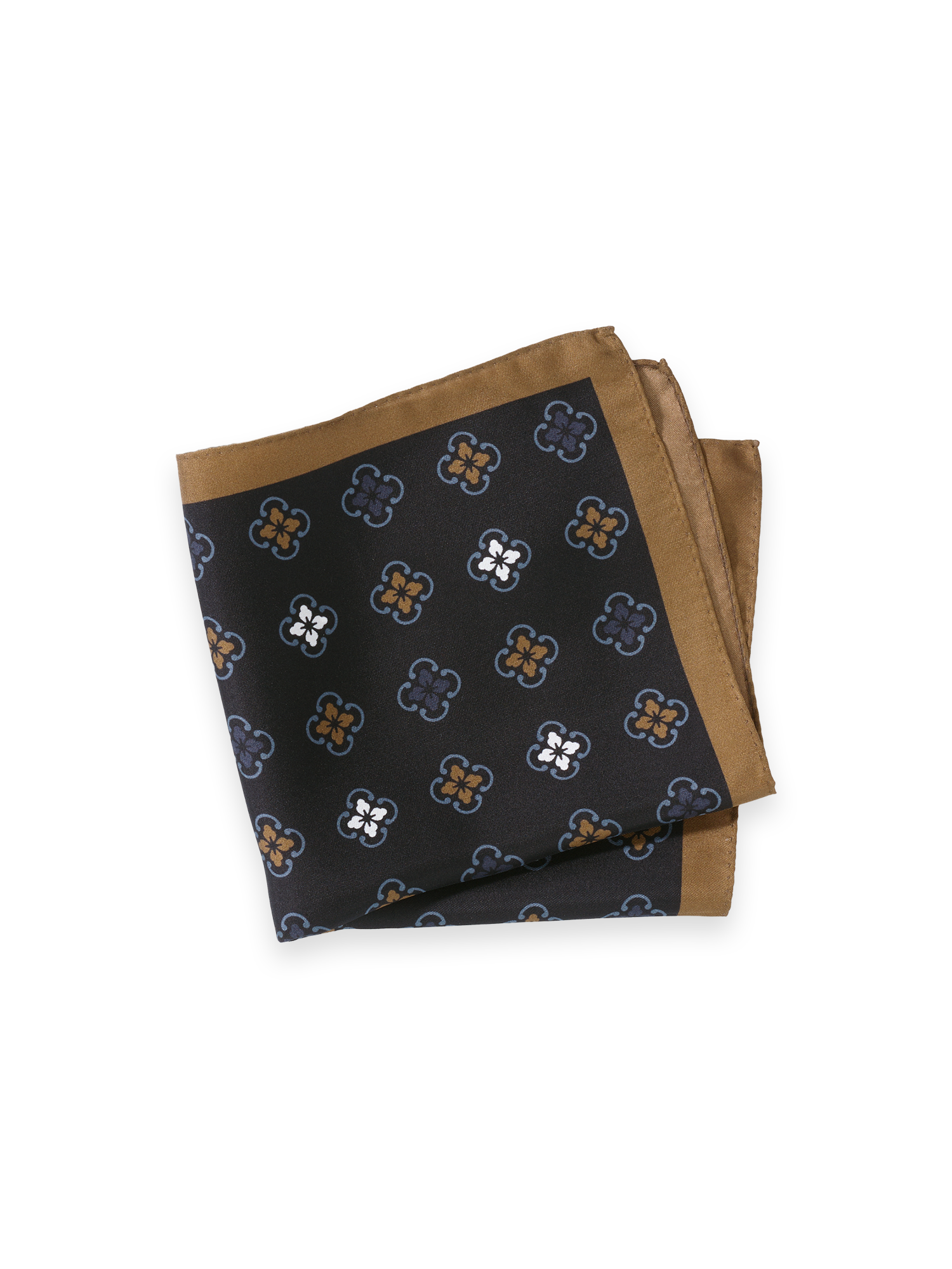 Medallion Silk Pocket Square - Black Multi