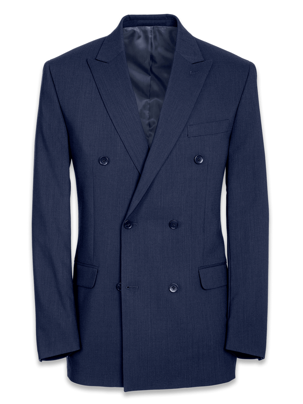Product Image of Classic Fit Essential Wool Double Breasted Peak Lapel Suit Jacket-Navy