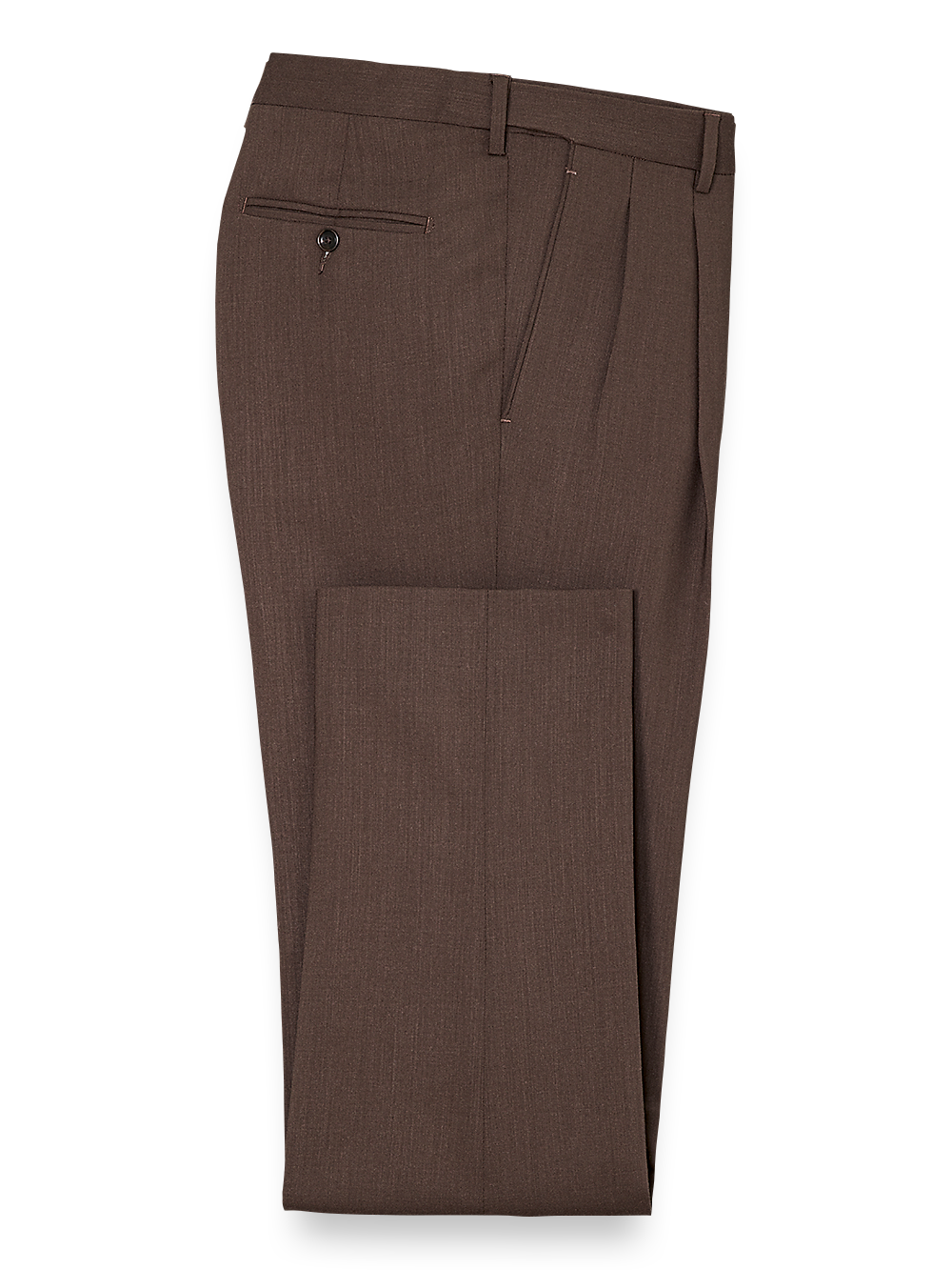 Product Image of Classic Fit Essential Wool Pleated Suit Pants-Brown
