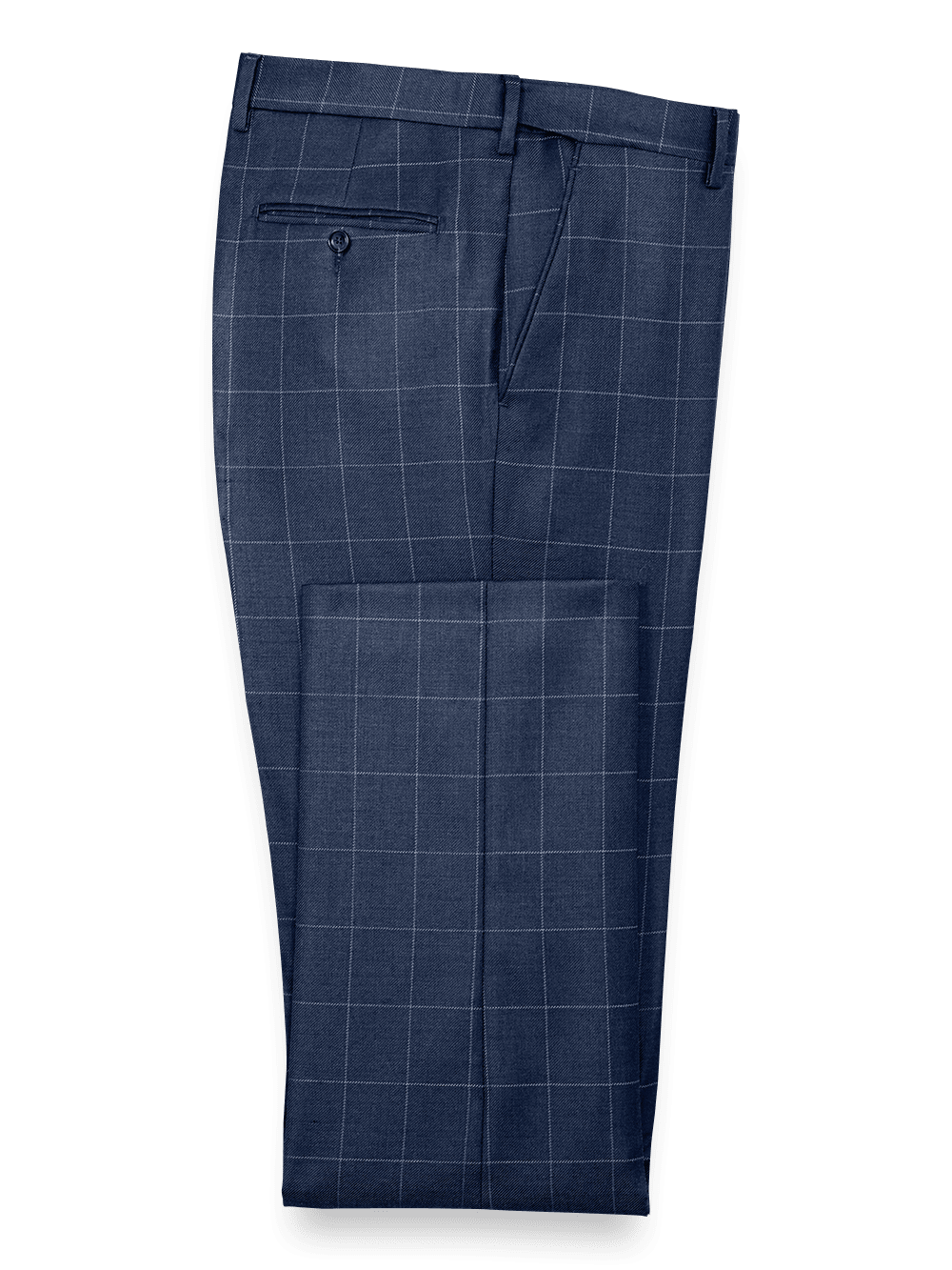 Product Image of Classic Fit Essential Wool Flat Front Suit Pants-Navy Windowpane