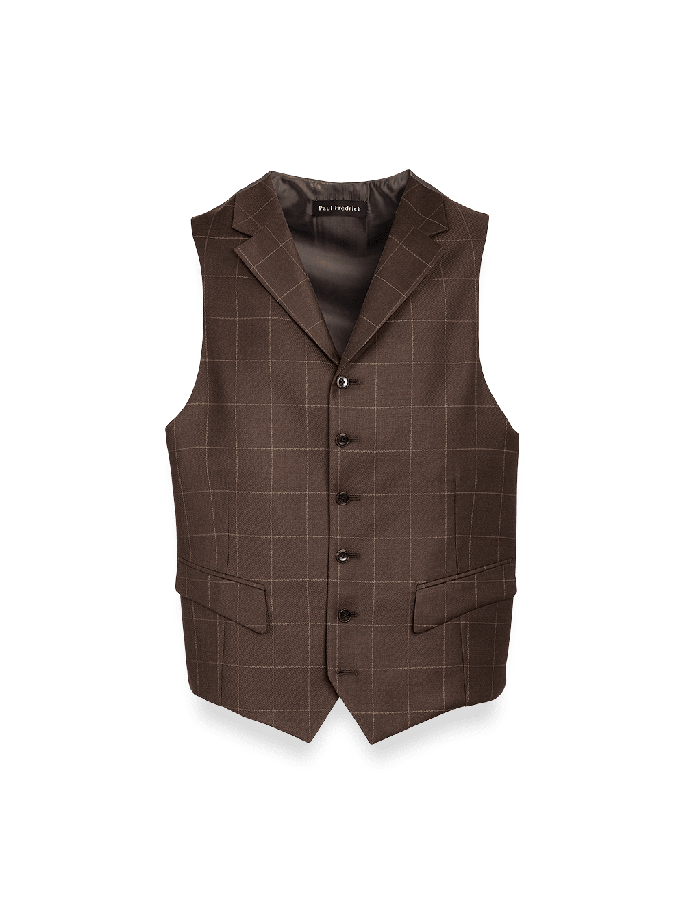 Product Image of Classic Fit Essential Wool Suit Vest-Brown Windowpane