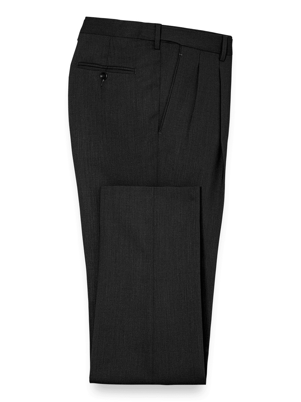 Product Image of Tailored Fit Essential Wool Pleated Pants-Black