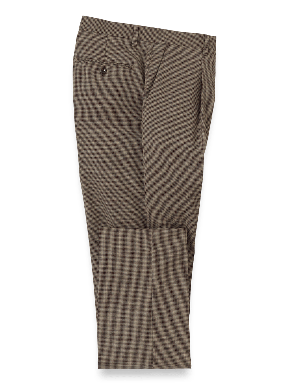 Wool Stretch Micro Check Single Pleat Suit Pants - Light Brown 54 Wool Stretch Micro Check Single Pleat Suit Pants - Light Brown 54