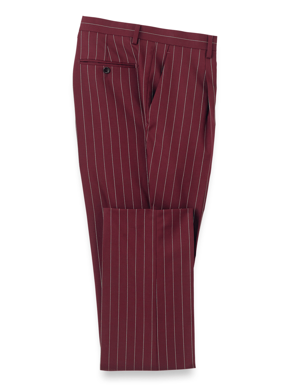 Wool Stretch Stripe Single Pleat Suit Pants - Burgundy 48 Wool Stretch Stripe Single Pleat Suit Pants - Burgundy 48