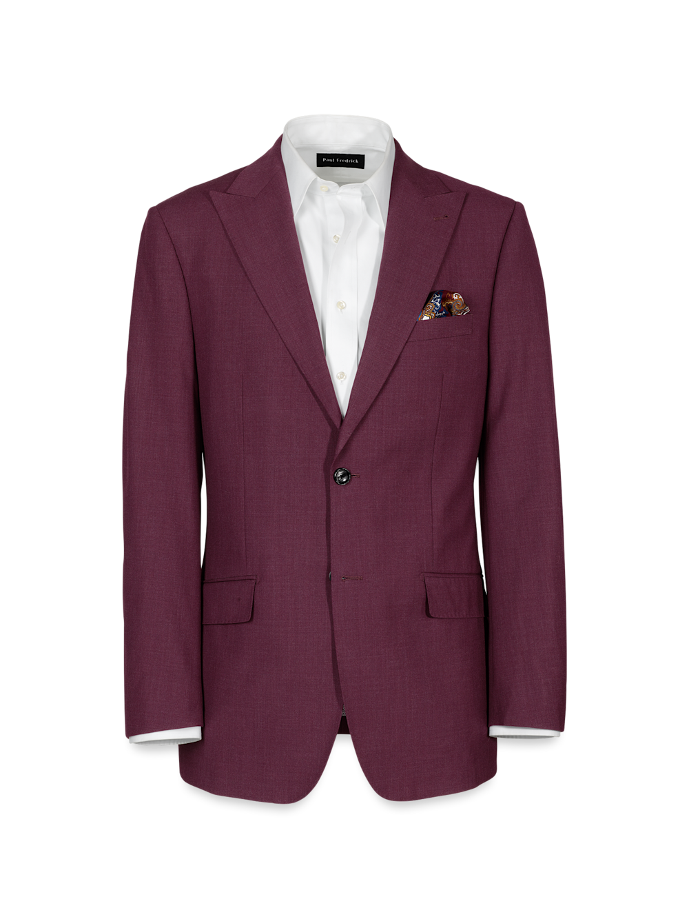 Product Image of Wool Stretch Bengaline Peak Lapel Suit Jacket-Plum