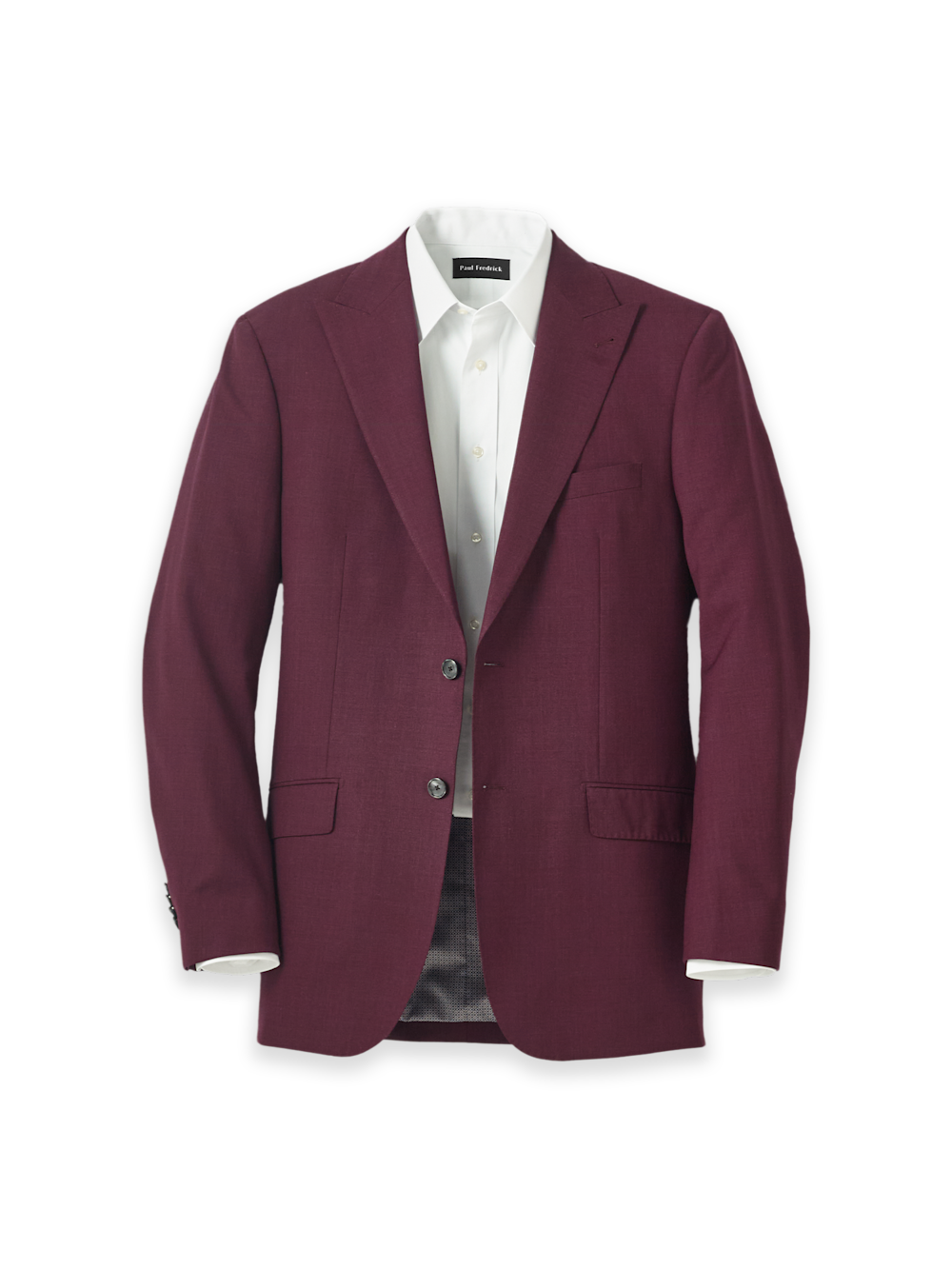 Product Image of Wool Stretch Bengaline Peak Lapel Suit Jacket-Plum